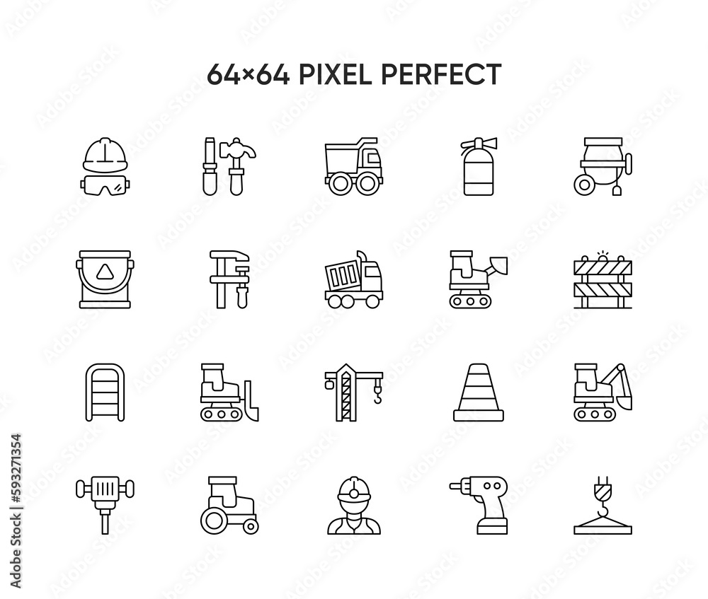Simple Set of Construction Related Vector Line Icons Simple Set of Construction Related Vector Line Icons