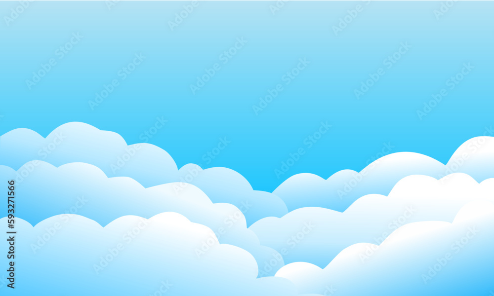 Clear Blue Sky with Clouds Background Vector Illustration Cloudy  Weather Day Copy Space for Text Wallpaper Cloudscape Layers