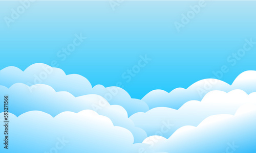 Clear Blue Sky with Clouds Background Vector Illustration Cloudy Weather Day Copy Space for Text Wallpaper Cloudscape Layers