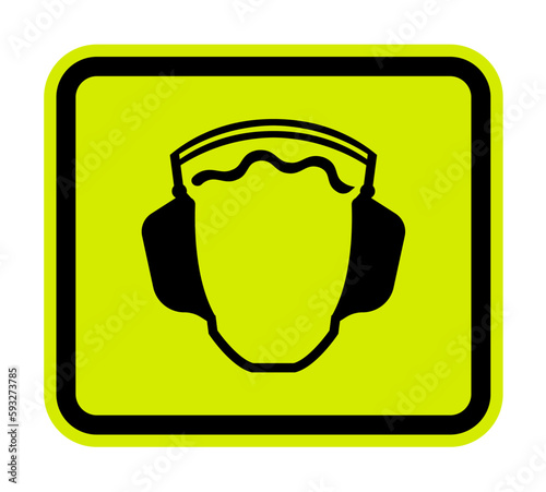 Hearing Protection Symbol Floor Sign