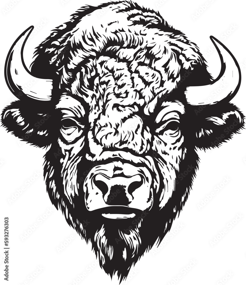 Fototapeta premium American bison, American bison head, Buffalo Vector illustration, SVG