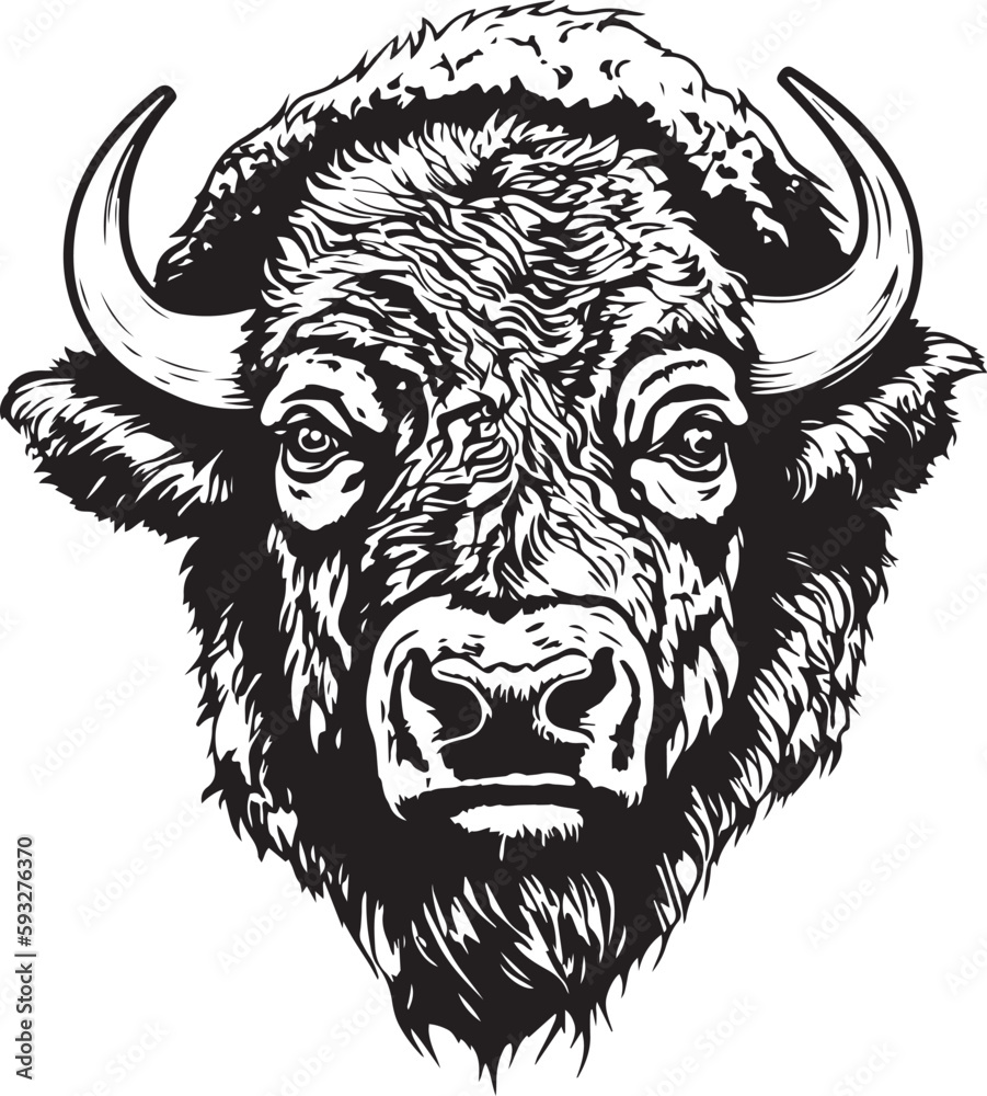 Fototapeta premium American bison, American bison head, Buffalo Vector illustration, SVG