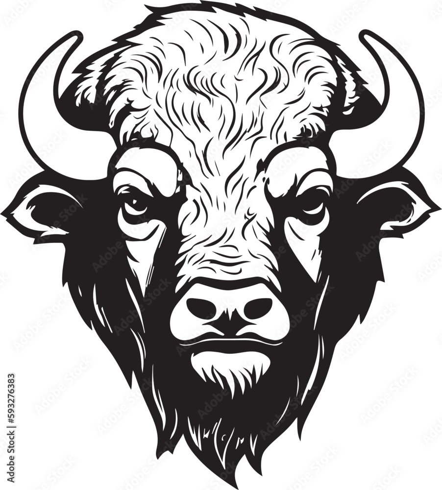 Fototapeta premium American bison, American bison head, Buffalo Vector illustration, SVG