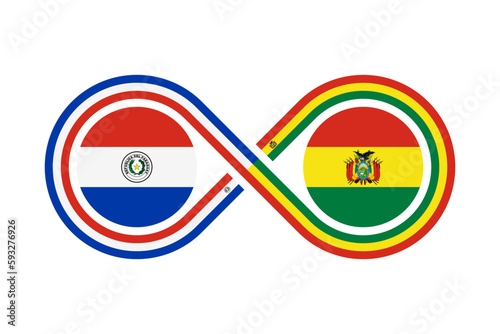 unity concept. paraguay and bolivia flags. vector illustration isolated on white background