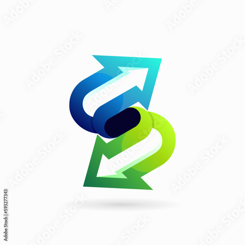 arrow logo with letter s concept