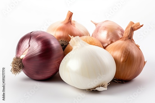 Fresh Onions and Garlic - Perfect Vegetable Ingredients for Cooking Healthy Food. Generative AI