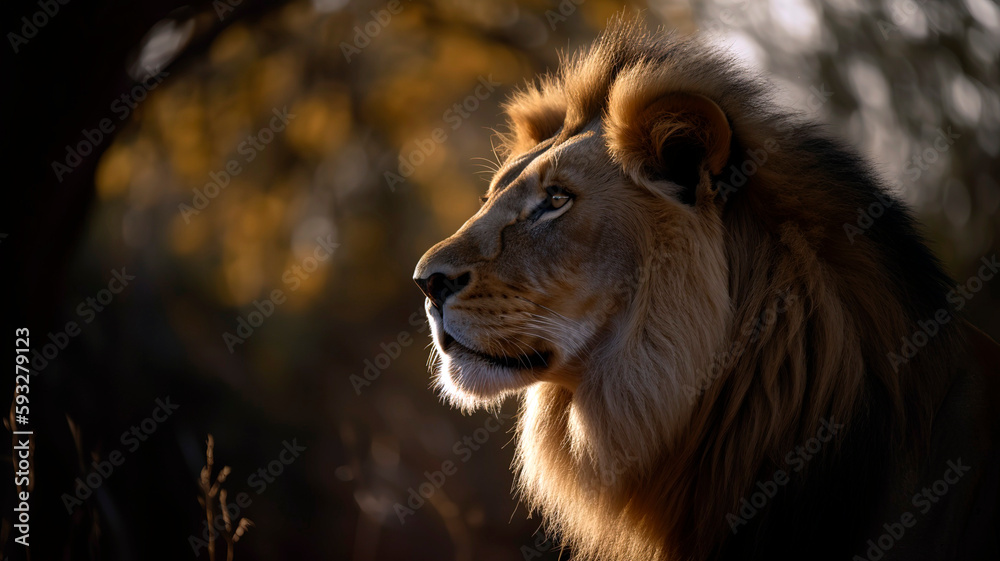 Naklejka premium Majesty lion in the wild.