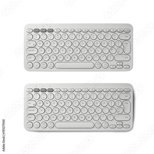 Keyboard White Rounded Minimalist Bluetooth Isolated Object