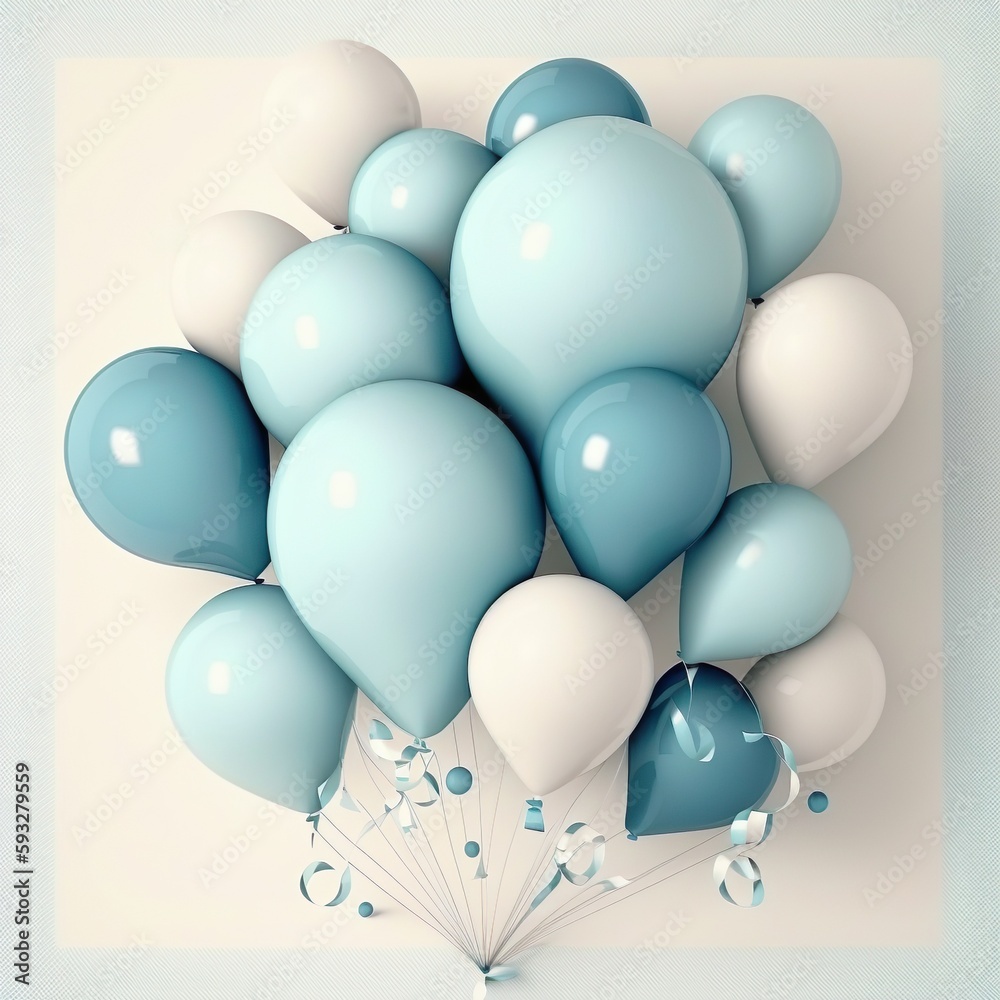 Different balloons in pastel colors