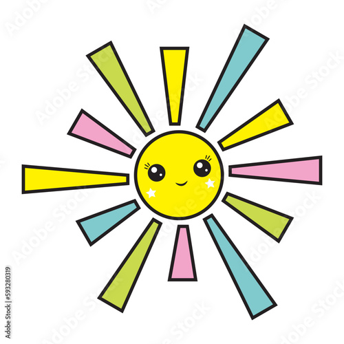 cute character sun, color vector isolated cartoon-style illustration