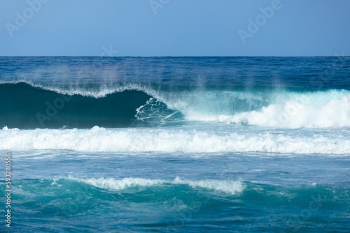 Wave crushing in the ocean