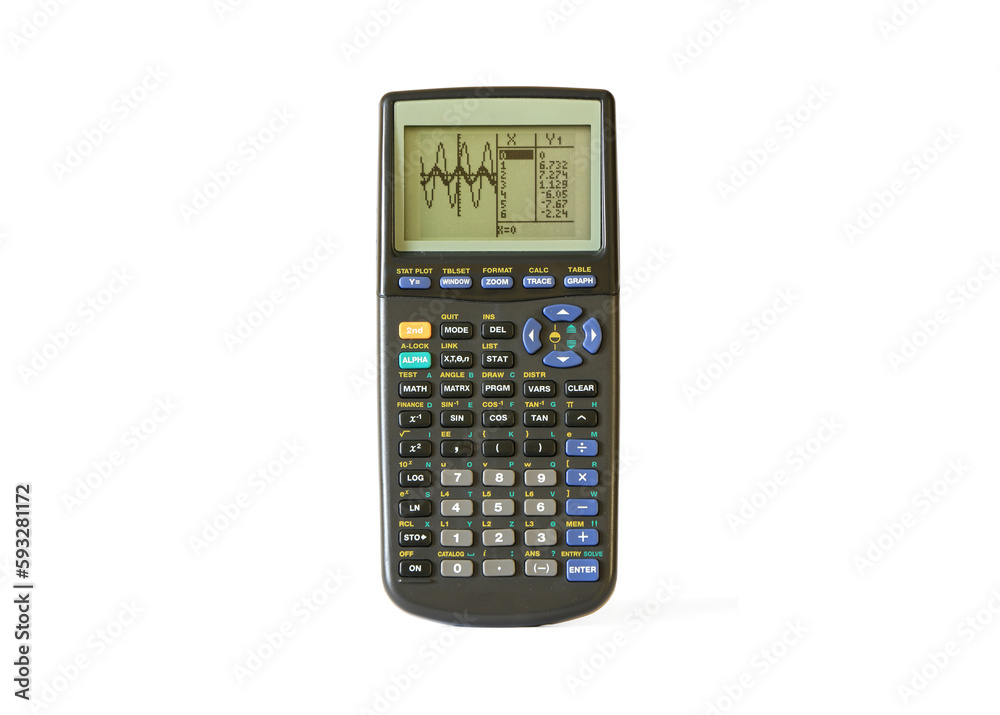 Advanced graphing calculator showing the graph and the data on the screen Advanced graphing calculator showing the graph and the data on the screen