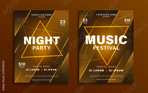 Electronic music festival poster. Dynamic colorful electro sound cover design template. Night disco club party flyer. Vector illustration