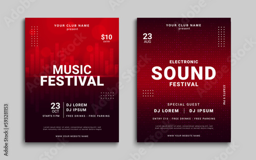 Electronic music festival poster. Dynamic colorful sound cover design. Music party flyer with abstract gradient shapes. Vector illustration