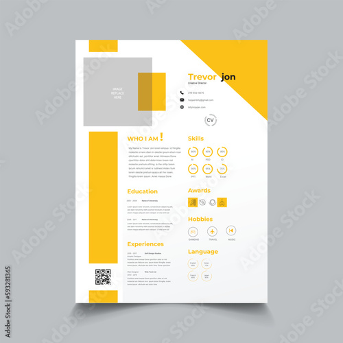 Professional Resume cv Layout template
