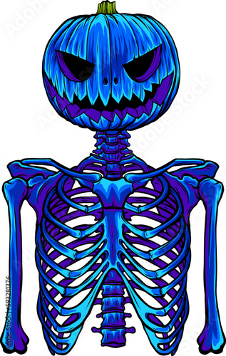 vector illustration of skeleton Halloween on white background.
