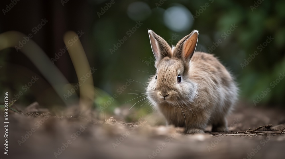 Fototapeta premium Lionhead Bunny - Curious and Playful!