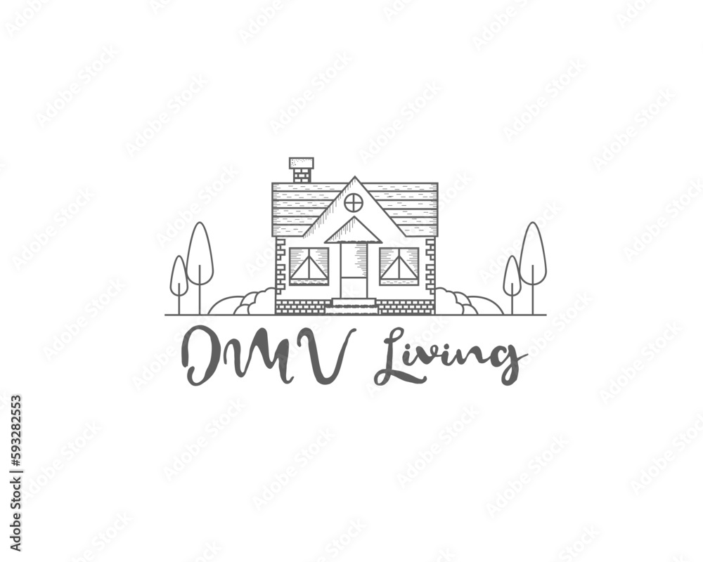 Minimalist and line art based property management logo design.