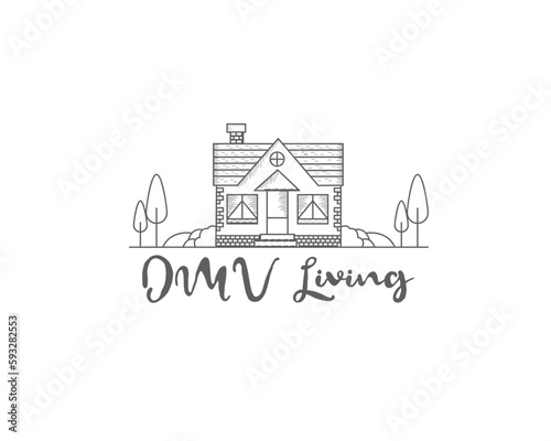 Minimalist and line art based property management logo design.