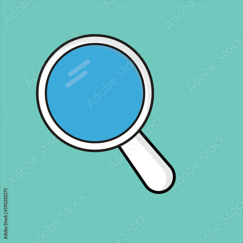 Magnifying glass icon on blue background. Vector illustration. Eps 10.