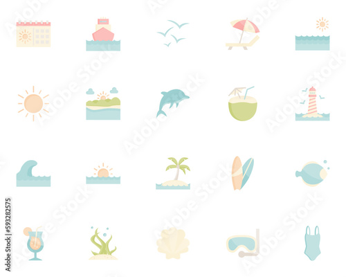 set of summer icons, sea, beach, vacation