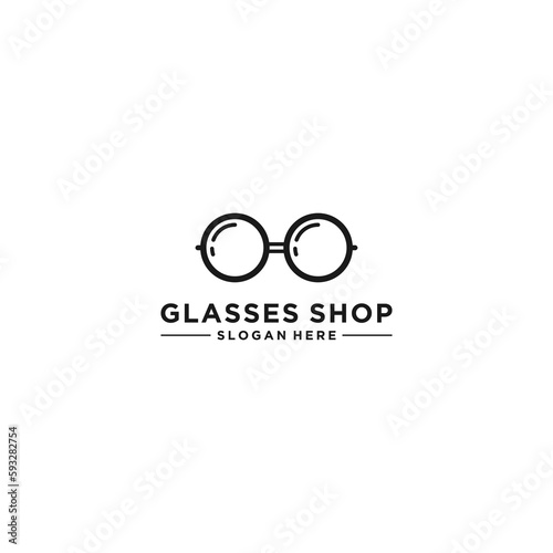 glasses shop logo template vector in white background