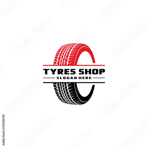 tyres shop logo template vector in white background