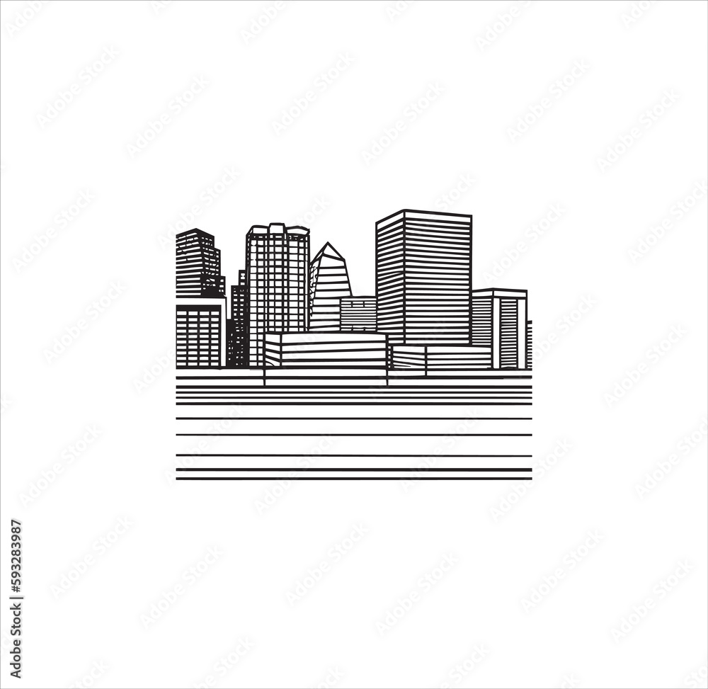 Obraz premium Cityscape building sample shape vector line art