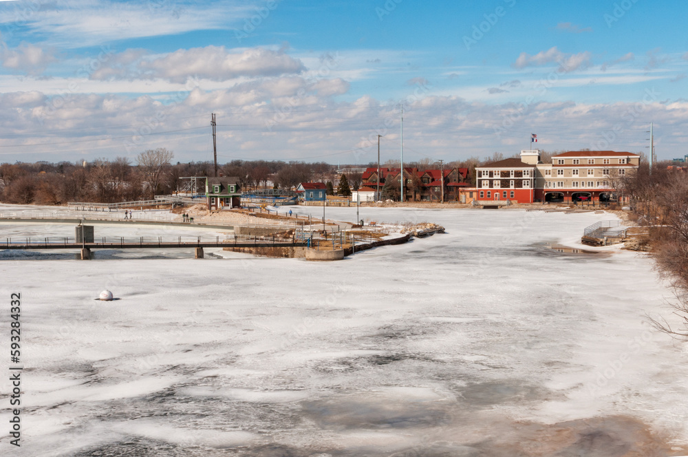 Fox River Lock At De Pere, Wisconsin, In Winter Fox River Lock At De Pere, Wisconsin, In Winter