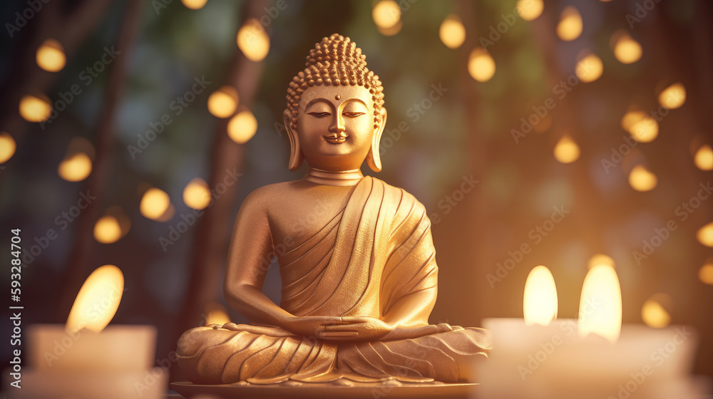 Buddha Purnima Holiday Background. Illustration AI Generative.