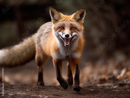 A playful fox caught in a moment of pure joy