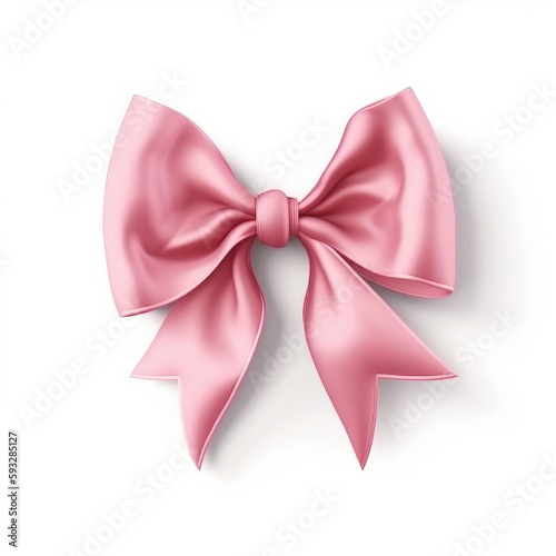 Pink Isolated bow. Illustration AI Generative.