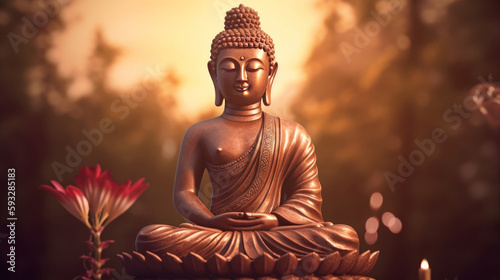 Buddha Purnima Holiday Background. Illustration AI Generative.