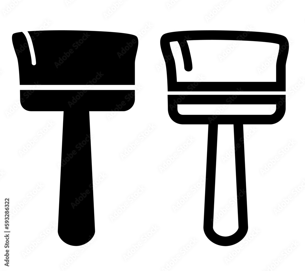 brush, simple set vector icon, silhouette and outline brush, simple set vector icon, silhouette and outline