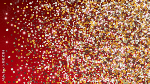 Glowing Background with Confetti of Glitter Particles. Sparkle Lights Texture. Disco pattern. Light Spots. Star Dust. Explosion of Confetti. Design for Banner.
