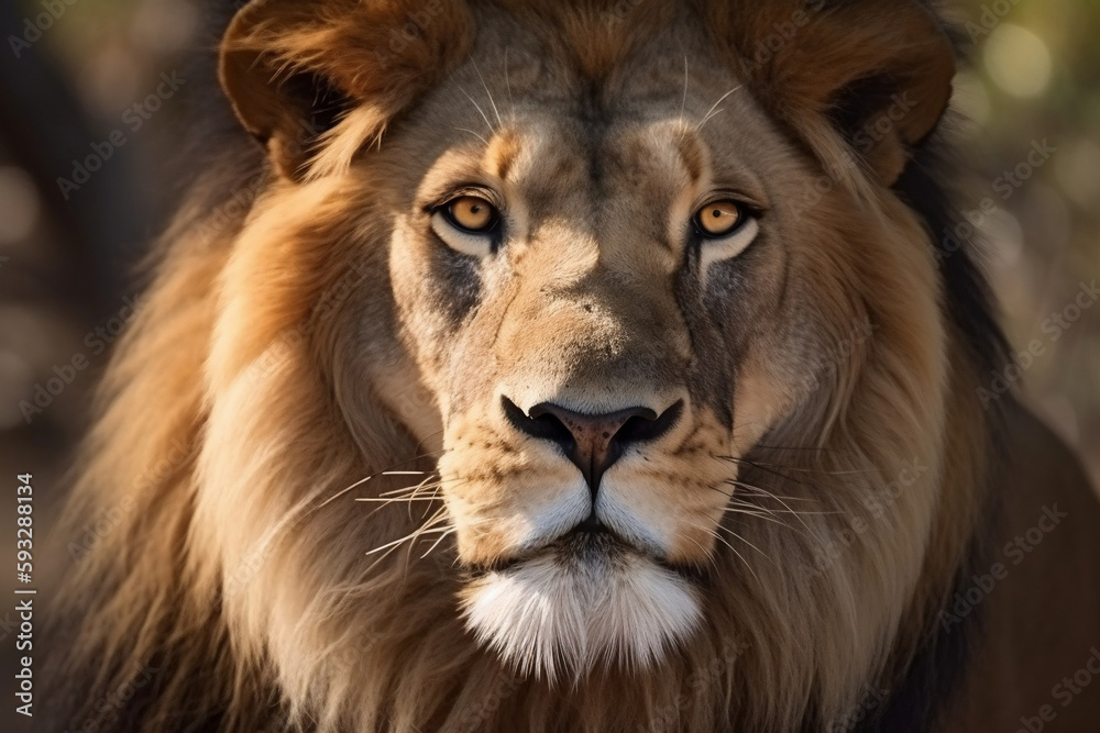Majestic Lion King looking at camera Generative AI
