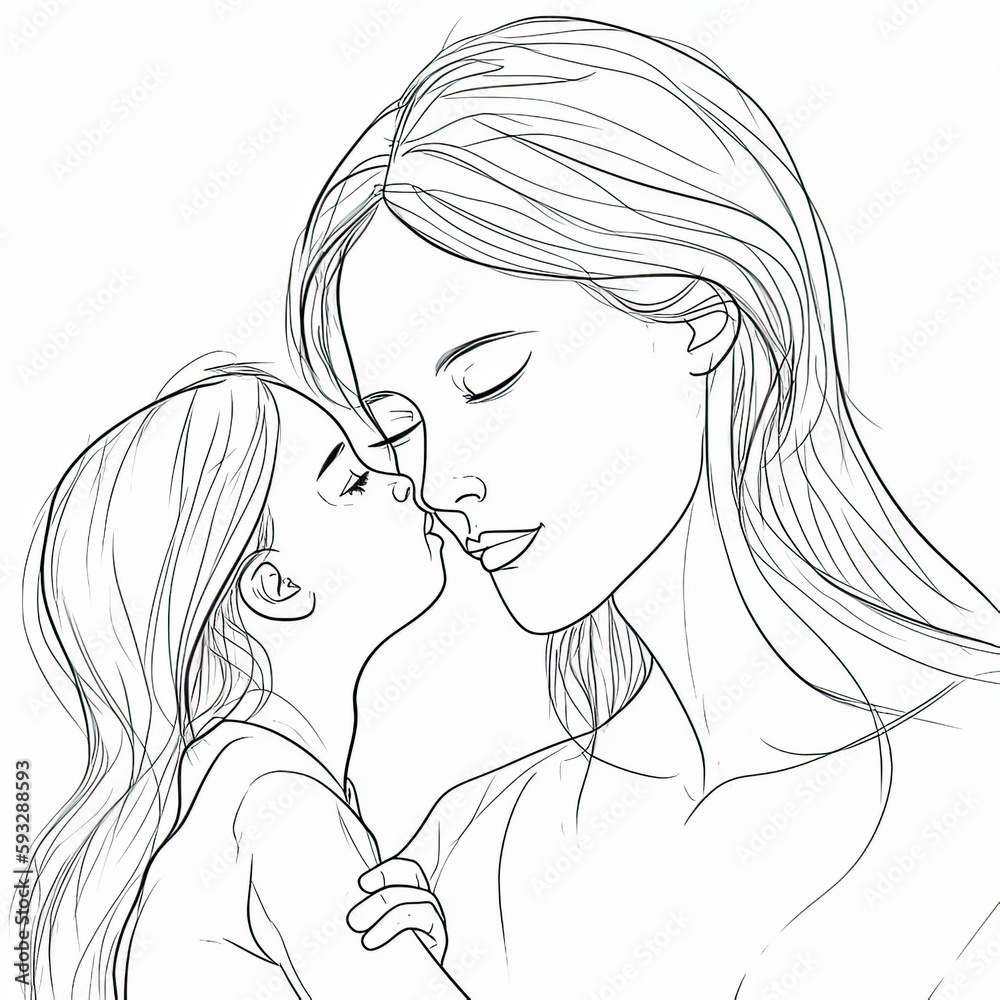 Happy Mother's Day: Illustration of a Loving Mother and Daughter Spending Quality Time Together on a Holiday Happy Mother's Day: Illustration of a Loving Mother and Daughter Spending Quality Time Together on a Holiday
