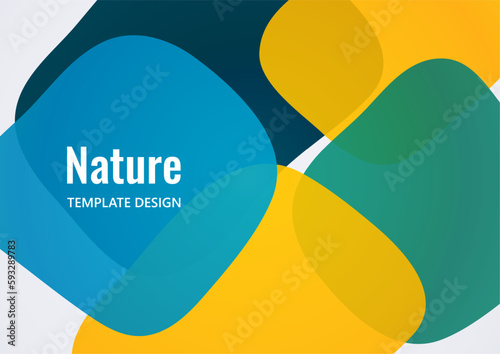 Geometric composition with a transparent overlay of colored rounded, square shapes. Vector.