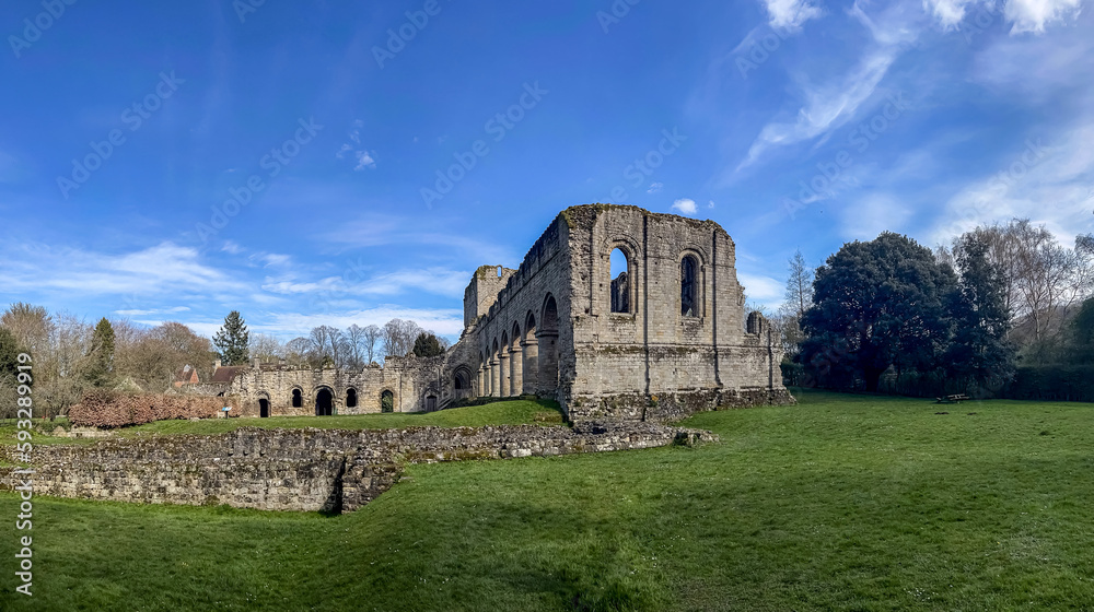 Buildwas Abbey Ruins. Selective focus 