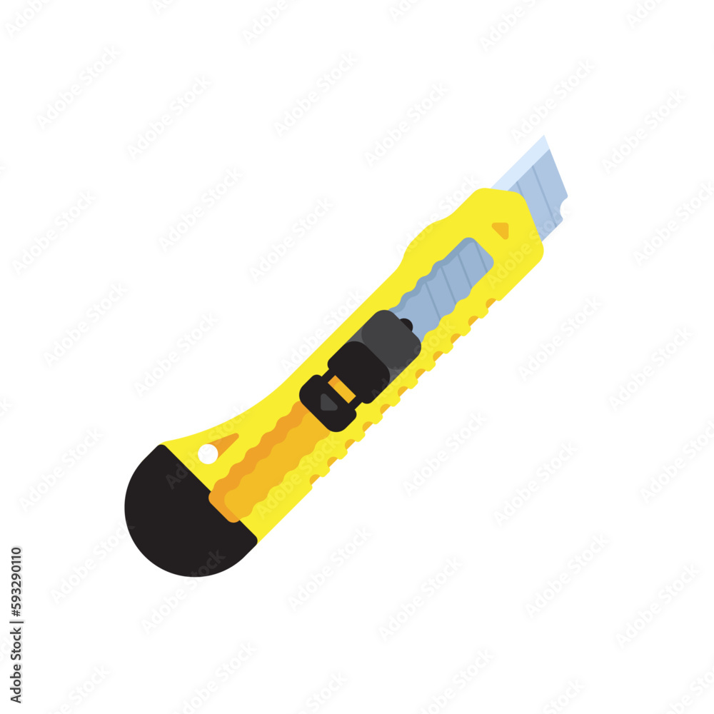 Yellow stationery knife for scrapbooking icon Isolated Sign Flat Style Vector Illustration Symbol on White Background Yellow stationery knife for scrapbooking icon Isolated Sign Flat Style Vector Illustration Symbol on White Background
