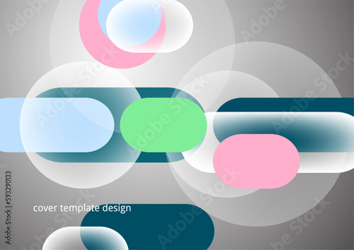 Overlapping geometric shapes and circles. Stylish trendy techno design background for business or technology presentations, internet posters or web brochure covers. Vector