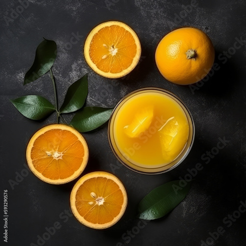 Glass of fresh made orange juice Illustration AI Generative.