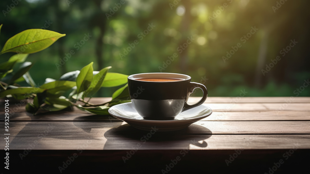 Tea cup on natural background. Illustration AI Generative. Tea cup on natural background. Illustration AI Generative.