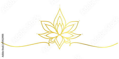 Golden lotus line art style, vesak day vector illustration