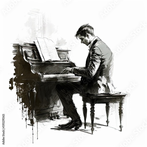 man playing piano, ai generative