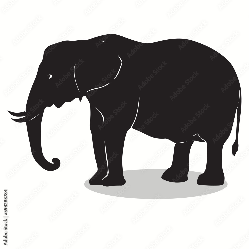 Pregnant Elephant silhouettes and icons. Black flat color simple elegant Elephant animal vector and illustration.
