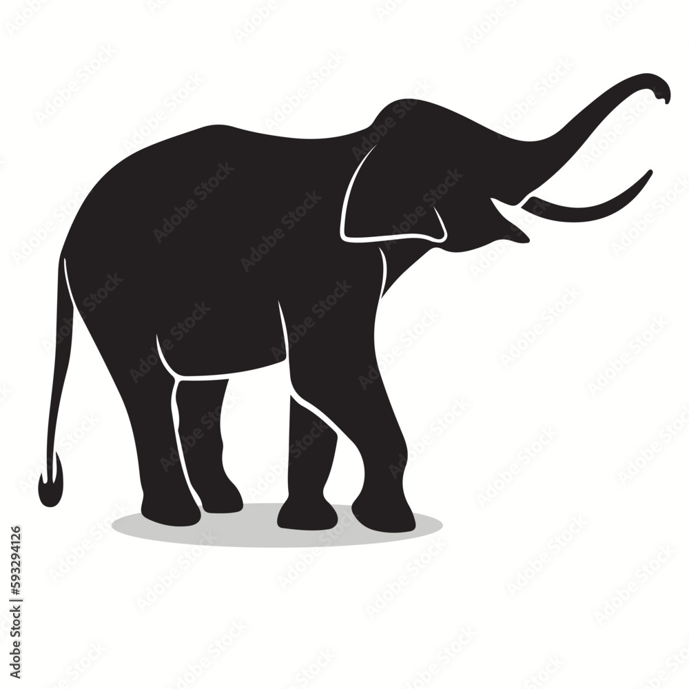 Fototapeta premium Elephant silhouettes and icons. Black flat color simple elegant Elephant animal vector and illustration.