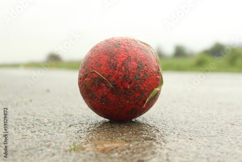 Boßelkugel rot auf weg