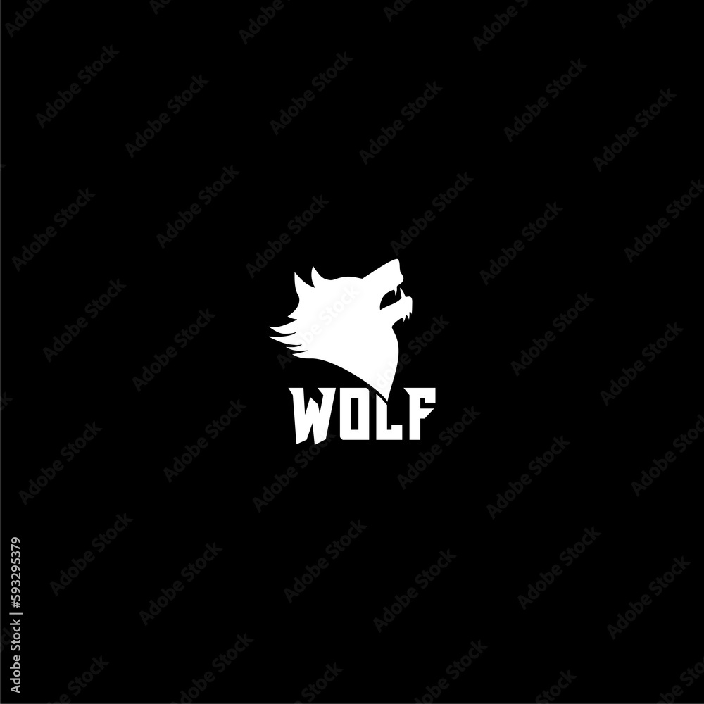 Wolf head logo icon isolated on dark background Wolf head logo icon isolated on dark background