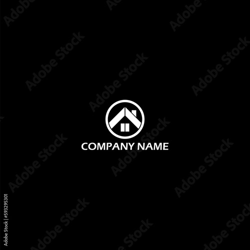 House company name icon isolated on dark background